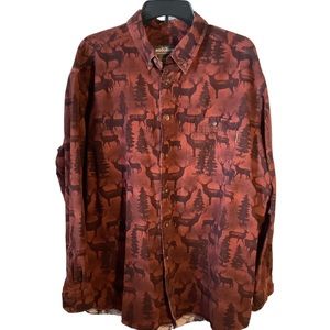 Woolrich Men’s Heavy Flannel Button Down Shirt Size XL Outdoor Deer Design